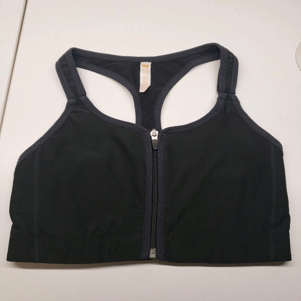 Lucy Zip Front Bra Size M Black